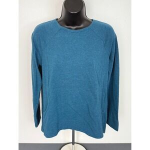 Pure Jill Women's Pima Cotton Modal Long Sleeve Sweater Teal Size Small